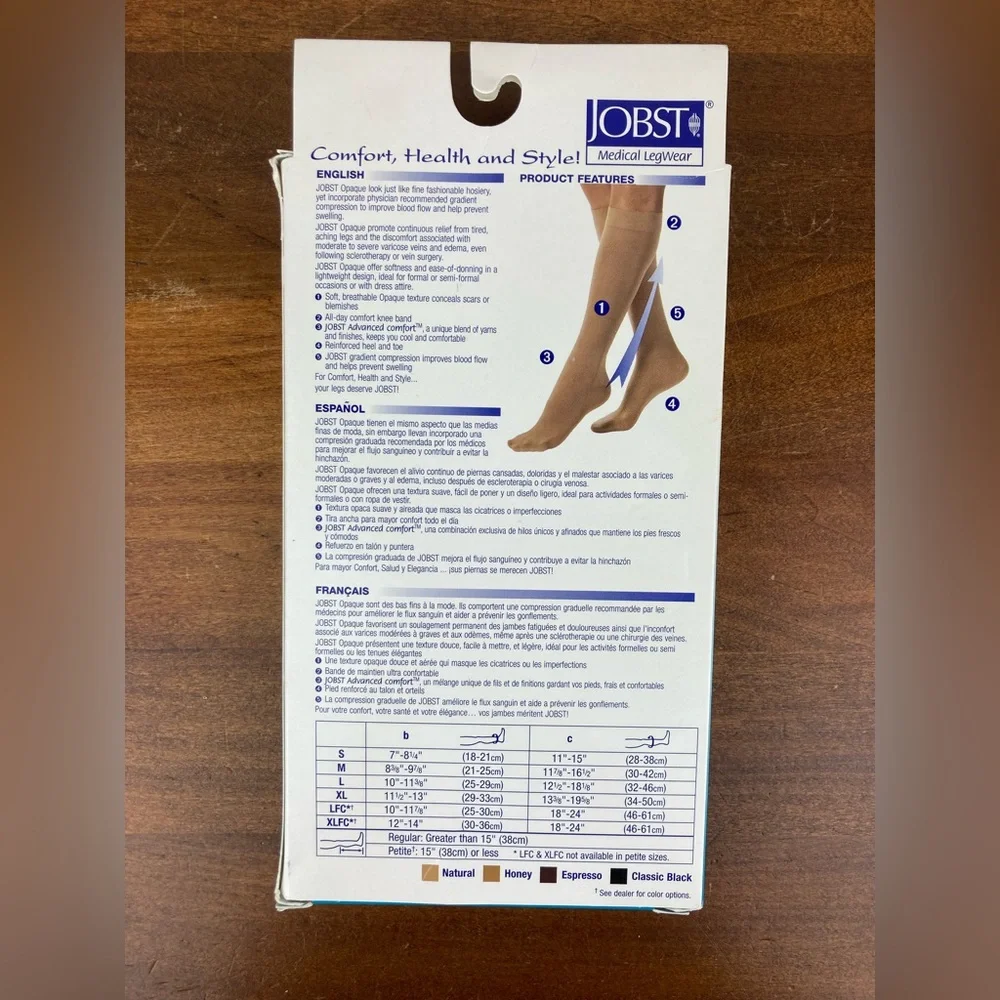 Jobst Medical Compression Knee CT Stockings 20-30 mmHg LARGE Natural Opaque.